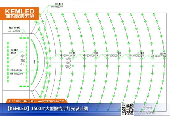 【KEMLED】1500㎡大型报告厅灯光平面设计图